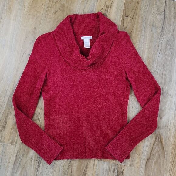 💜Worthington Red Cowl Neck Soft Long Sleeve Sweater Medium - Picture 1 of 9